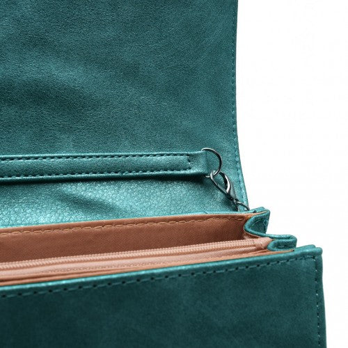 EH2257 - Miss Lulu Stylish Twill Clutch Leather Chain Evening Bag - Green | Neil's Luggage Store