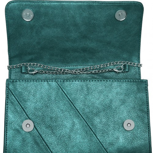 EH2257 - Miss Lulu Stylish Twill Clutch Leather Chain Evening Bag - Green | Neil's Luggage Store