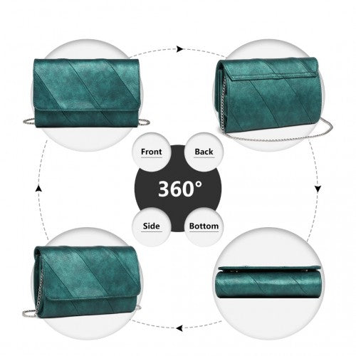 EH2257 - Miss Lulu Stylish Twill Clutch Leather Chain Evening Bag - Green | Neil's Luggage Store