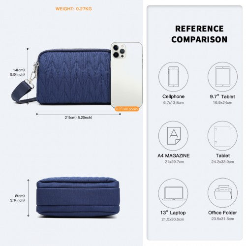 EH2258 - Kono Multi Pocket Waterproof Small Crossbody Bag - Navy | Neil's Luggage Store