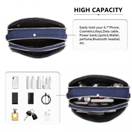 EH2258 - Kono Multi Pocket Waterproof Small Crossbody Bag - Navy | Neil's Luggage Store