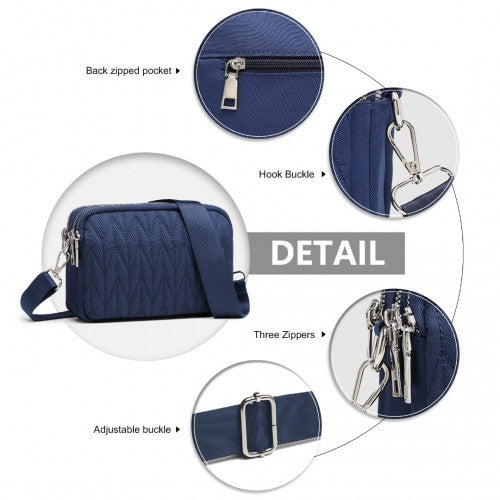 EH2258 - Kono Multi Pocket Waterproof Small Crossbody Bag - Navy | Neil's Luggage Store