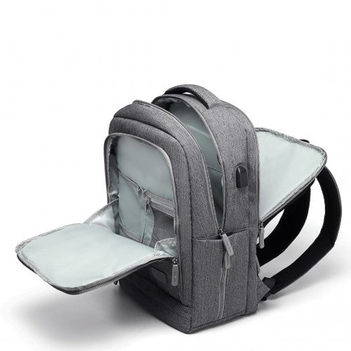 EM2111 - Kono Multi-Compartment Backpack with USB Port - Grey | Neil's Luggage Store