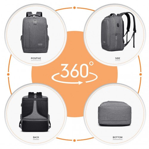 EM2111 - Kono Multi-Compartment Backpack with USB Port - Grey | Neil's Luggage Store