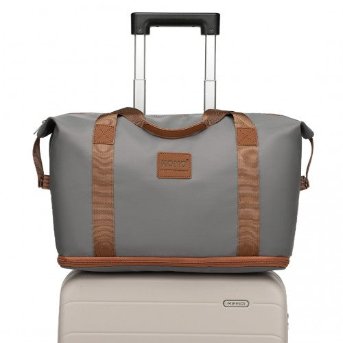 EA2212 - Kono Two Pieces Expandable Durable Waterproof Travel Duffel Bag Set - Grey And Brown | Neil's Luggage Store
