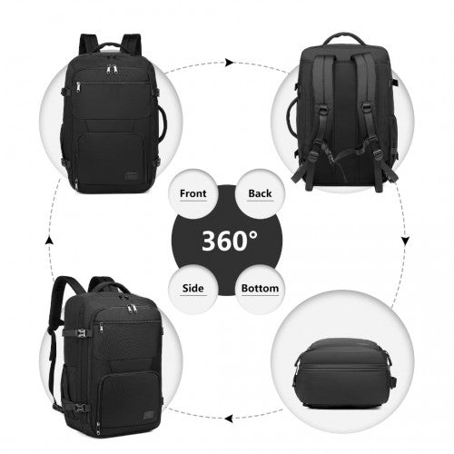 Kono Multifunctional Portable Travel Backpack Cabin Bag - Black
