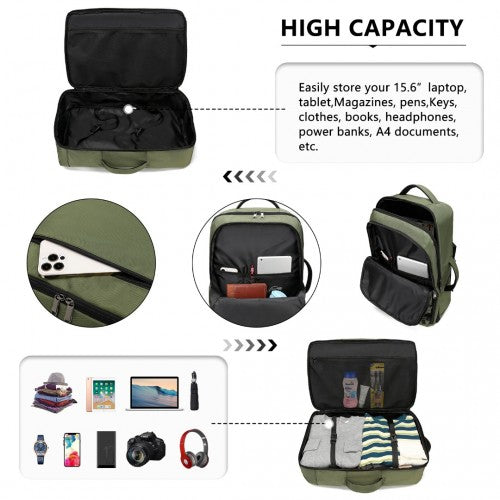 EM2207 - Kono Multifunctional Portable Travel Backpack Cabin Luggage Bag - Green | Neil's Luggage Store