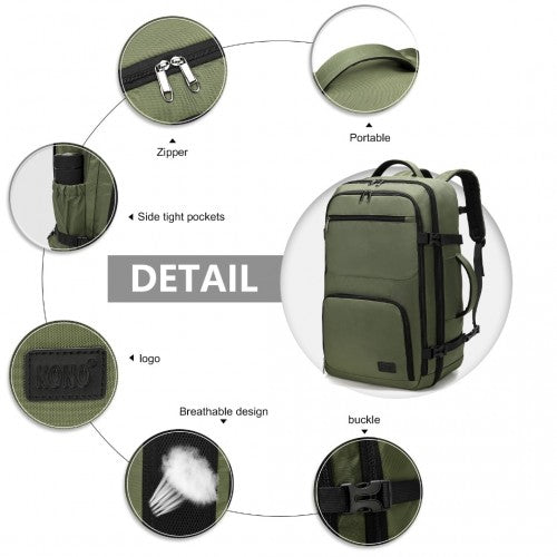 EM2207 - Kono Multifunctional Portable Travel Backpack Cabin Luggage Bag - Green | Neil's Luggage Store
