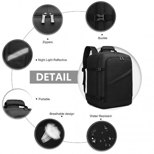 EM2231M - Kono Lightweight Cabin Bag Travel Business Backpack - Black | Neil's Luggage Store