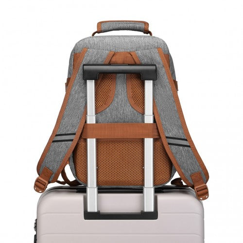 EM2231S - Kono Lightweight Cabin Bag Travel Business Backpack - Grey And Brown | Neil's Luggage Store