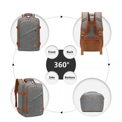 EM2231S - Kono Lightweight Cabin Bag Travel Business Backpack - Grey And Brown | Neil's Luggage Store
