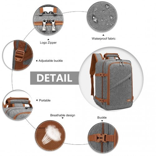 EM2231S - Kono Lightweight Cabin Bag Travel Business Backpack - Grey And Brown | Neil's Luggage Store
