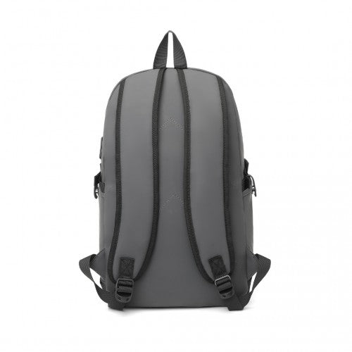 EM2349 - Kono PVC Coated Water-Resistant Tech Backpack With USB Charging Port - Grey | Neil's Luggage Store