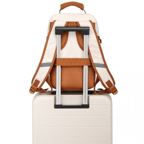 Kono Lightweight Cabin Travel & Business Backpack - Beige & Brown
