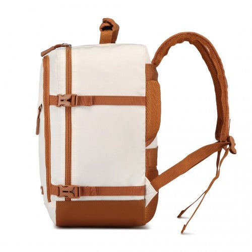 Kono Lightweight Cabin Travel & Business Backpack - Beige & Brown