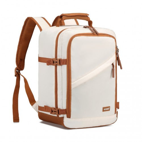 Kono Lightweight Cabin Travel & Business Backpack - Beige & Brown