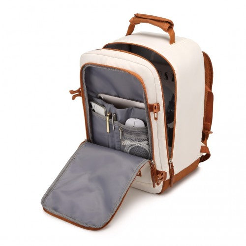 Kono Lightweight Cabin Travel & Business Backpack - Beige & Brown