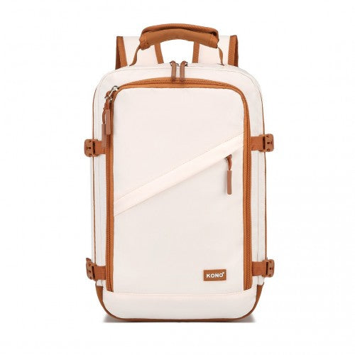 Kono Lightweight Cabin Travel & Business Backpack - Beige & Brown