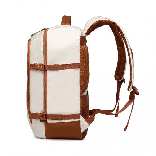 Kono Premium Carry-On Travel Backpack with Suitcase-Style Opening & Multi-Level Storage - Beige & Brown