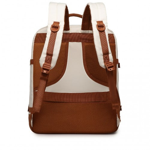 Kono Premium Carry-On Travel Backpack with Suitcase-Style Opening & Multi-Level Storage - Beige & Brown