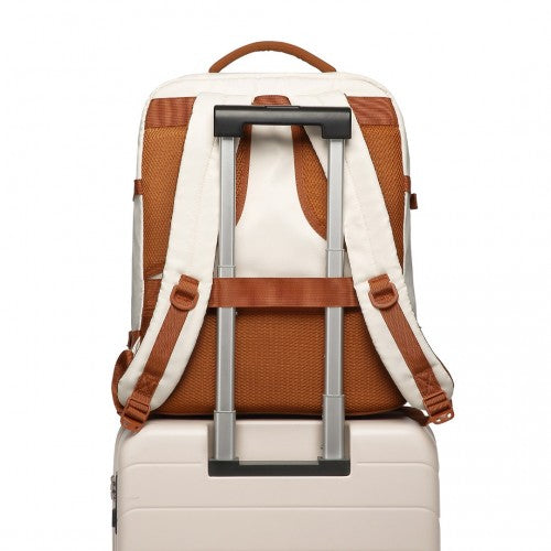 Kono Premium Carry-On Travel Backpack with Suitcase-Style Opening & Multi-Level Storage - Beige & Brown