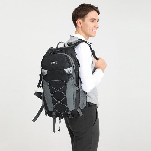 Kono Multi-Functional Outdoor Hiking Backpack with Rain Cover - Grey