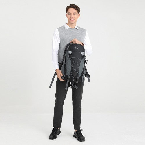 Kono Multi-Functional Outdoor Hiking Backpack with Rain Cover - Grey