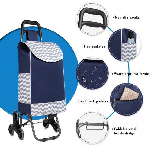 EQ2259 - Kono 6 Wheel Push Shopping Trolley - Navy | Neil's Luggage Store
