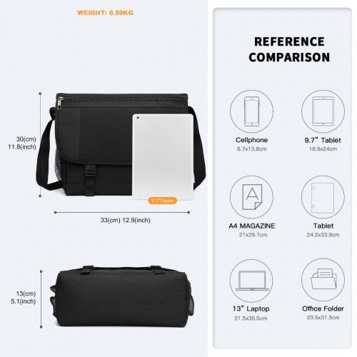 EQ2260 Kono High Security Crossbody Laptop Messenger Bag Black | Neil's Luggage Store