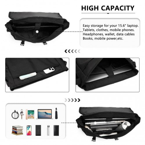 EQ2260 Kono High Security Crossbody Laptop Messenger Bag Black | Neil's Luggage Store