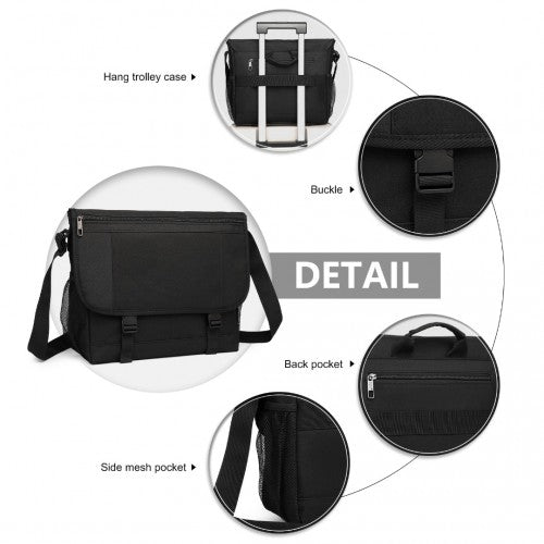 EQ2260 Kono High Security Crossbody Laptop Messenger Bag Black | Neil's Luggage Store