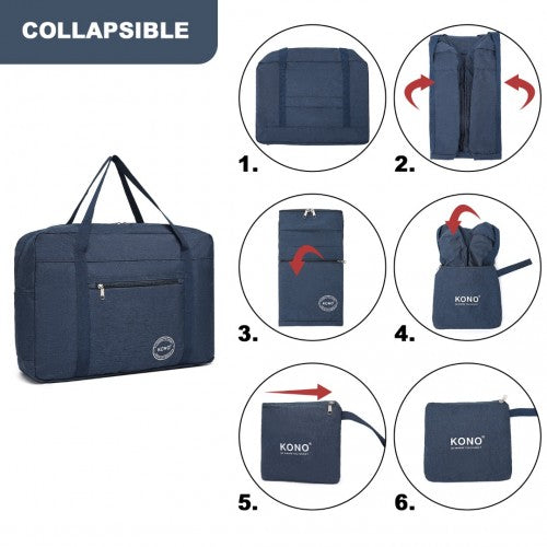 Kono Foldable Waterproof Cabin Travel Handbag - Navy