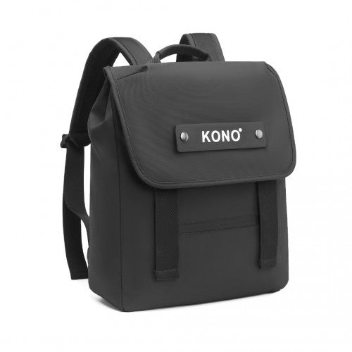 Kono PVC Waterproof Streamlined Flap Backpack - Black