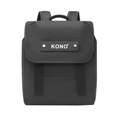 Kono PVC Waterproof Streamlined Flap Backpack - Black