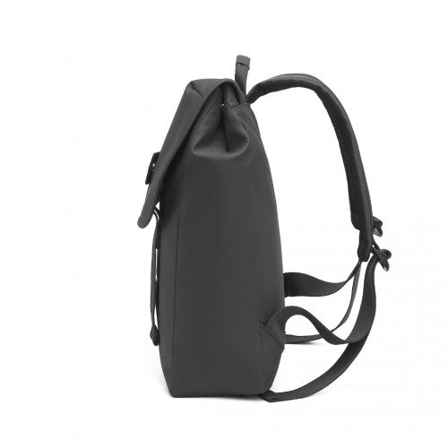 Kono PVC Waterproof Streamlined Flap Backpack - Black