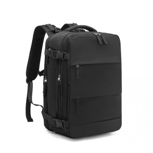 Kono Breathable Travel Backpack with USB Port & Shoe Compartment - Black