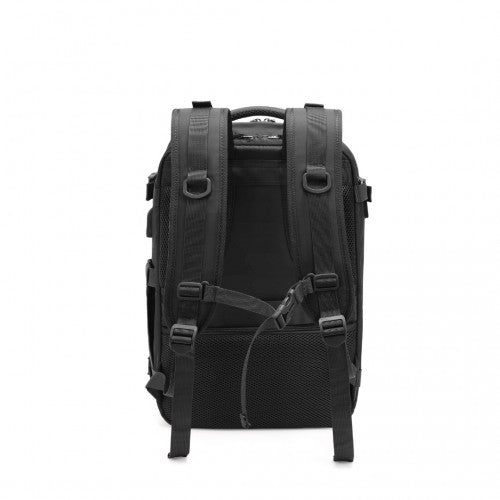 Kono Breathable Travel Backpack with USB Port & Shoe Compartment - Black