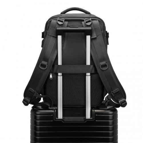 Kono Breathable Travel Backpack with USB Port & Shoe Compartment - Black