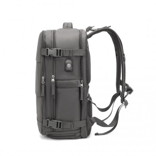 EQ2344 - Kono Multi-Functional Breathable Travel Backpack With USB Charging Port And Separate Shoe Compartment - Grey | Neil's Luggage Store