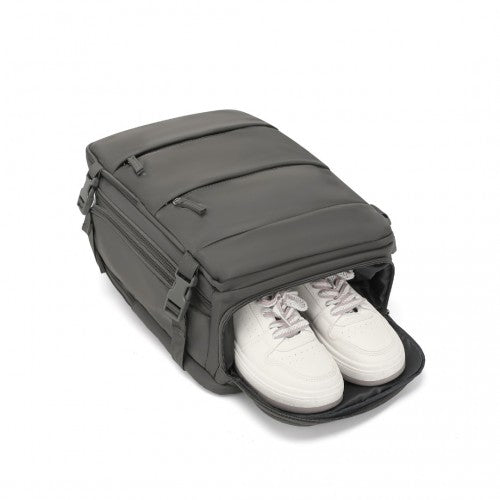 EQ2344 - Kono Multi-Functional Breathable Travel Backpack With USB Charging Port And Separate Shoe Compartment - Grey | Neil's Luggage Store