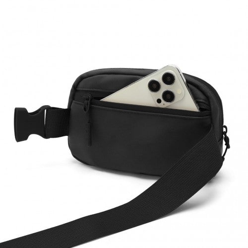 EQ2345 - Kono Sleek and Stylish Minimalist Classic Waterproof Waist Pack - Black