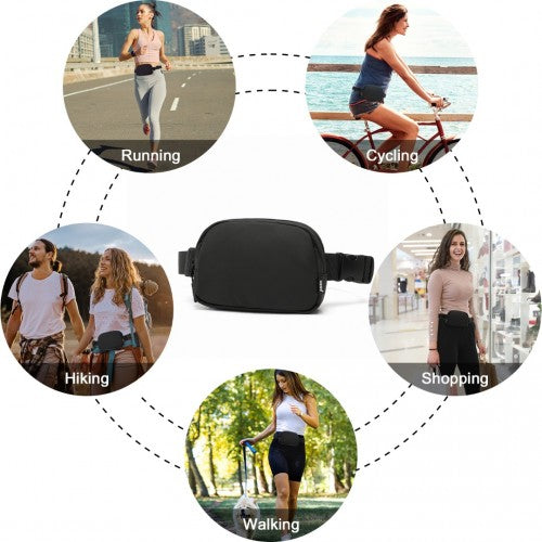 EQ2345 - Kono Sleek and Stylish Minimalist Classic Waterproof Waist Pack - Black