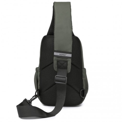 EQ2405 - Kono Water-Resistant Ultra-Thin Lightweight Sling Chest Bag with Reflective Trim - Green | Neil's Luggage Store