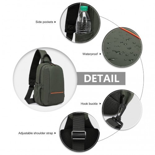 EQ2405 - Kono Water-Resistant Ultra-Thin Lightweight Sling Chest Bag with Reflective Trim - Green | Neil's Luggage Store