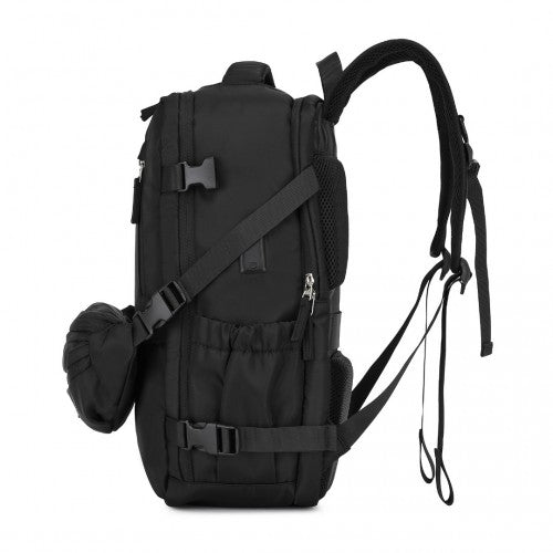 EQ2406 - Kono Ultimate Traveler's Backpack with Detachable Waist Pack and Integrated USB/Type-C Charging Ports - Black | Neil's Luggage Store
