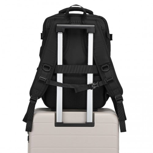 EQ2406 - Kono Ultimate Traveler's Backpack with Detachable Waist Pack and Integrated USB/Type-C Charging Ports - Black | Neil's Luggage Store