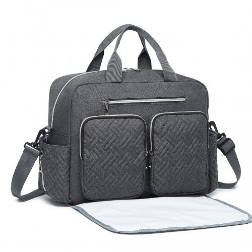 EQ2411 - Kono Versatile Diaper Changing Tote Bag with Built-In Changing Mat Thermal Insulation Waterproof Design - Dark Grey | Neil's Luggage Store