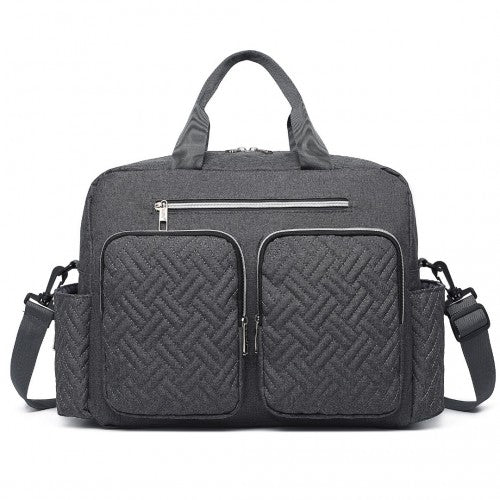 EQ2411 - Kono Versatile Diaper Changing Tote Bag with Built-In Changing Mat Thermal Insulation Waterproof Design - Dark Grey | Neil's Luggage Store