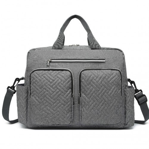 EQ2411 - Kono Versatile Diaper Changing Tote Bag with Built-In Changing Mat Thermal Insulation Waterproof Design - Grey | Neil's Luggage Store