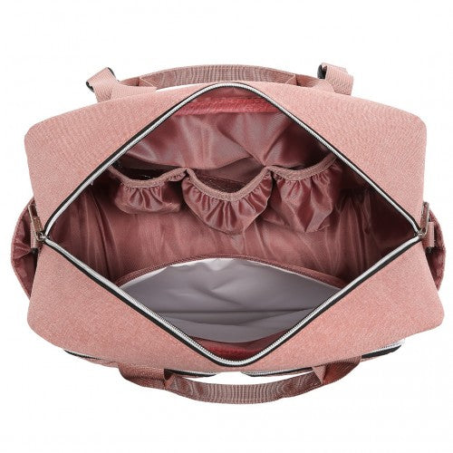 EQ2411 - Kono Versatile Diaper Changing Tote Bag with Built-In Changing Mat Thermal Insulation Waterproof Design - Pink | Neil's Luggage Store